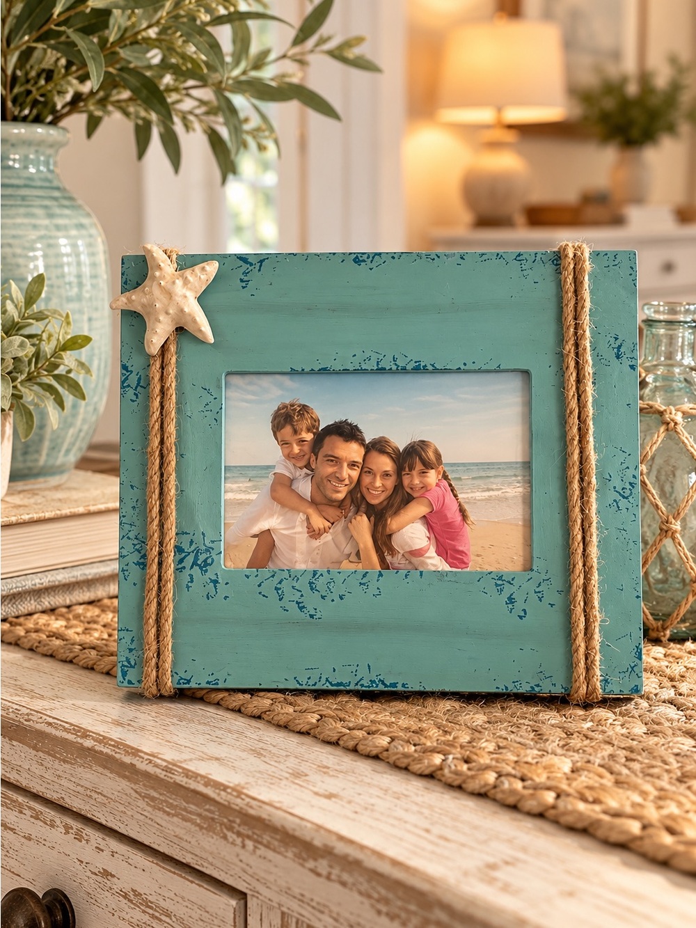 Coastal Turquoise Starfish Photo Frame by